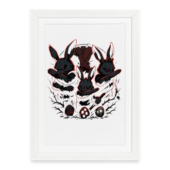 evil Easter bunny dabbing, dark Easter gang - Framed poster (27 × 37 cm) - white - Front