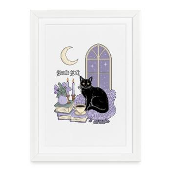 Chat gothique doux, douillet gothique - Affiche encadrée (27 × 37 cm) - blanc - Devant