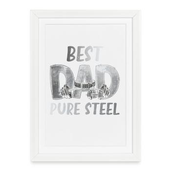Best Dad Pure Steel - Framed poster (27 × 37 cm) - white - Front