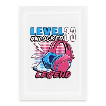 Légende débloquée niveau 33 - Affiche encadrée (27 × 37 cm) - blanc - Devant