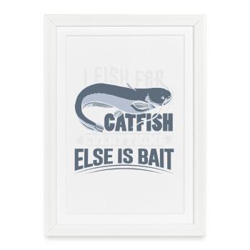 Poisson-chat pêcheur poisson-chat pêchent le poisson-chat - Affiche encadrée (27 × 37 cm) - blanc - Devant