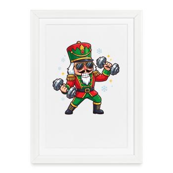 Christmas Nutcracker Weightlifting Funny Worko - Framed poster (27 × 37 cm) - white - Front