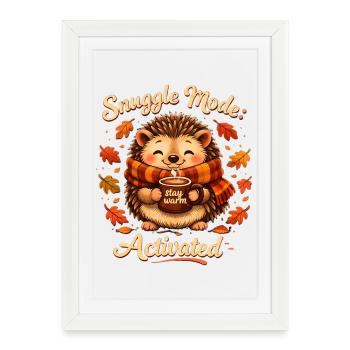 Hérisson Chaleur Chaleureuse Mode Câlin - Affiche encadrée (27 × 37 cm) - blanc - Devant