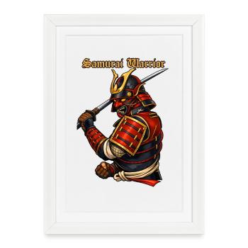 Samurai Warrior Japan Armor Bushido Design - Framed poster (27 × 37 cm) - white - Front