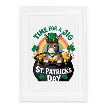 Arc-en-ciel de la Saint-Patrick pour la Saint-Patrick : Pot en or de l’âne - Affiche encadrée (27 × 37 cm) - blanc - Devant