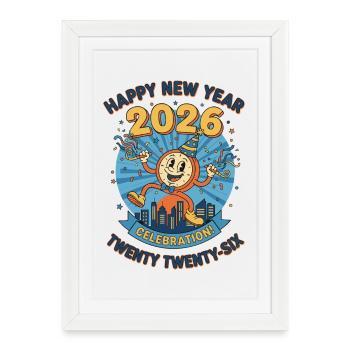 Bonne année 2026 Célébration du vingt-vingt-six - Affiche encadrée (27 × 37 cm) - blanc - Devant