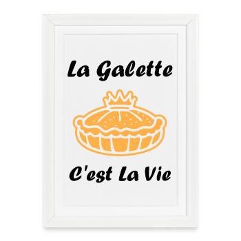 Humour galette des rois - Affiche encadrée (27 × 37 cm) - blanc - Devant