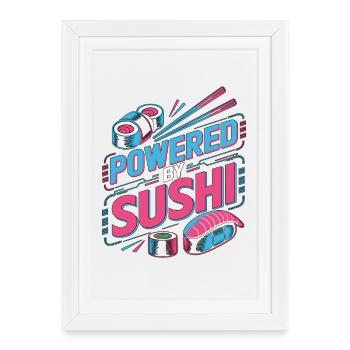 Sushi alimenté par le sushi Passionné de cuisine japonaise - Affiche encadrée (27 × 37 cm) - blanc - Devant