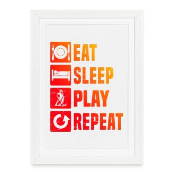 Funny floorball motif - Framed poster (27 × 37 cm) - white - Front