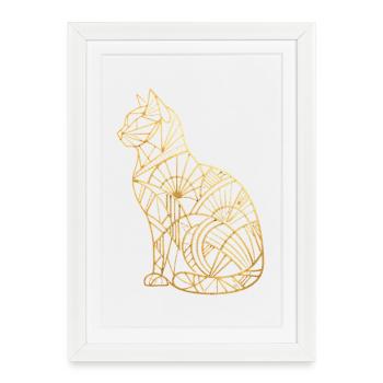 Art Deco Golden Cat - Framed poster (27 × 37 cm) - white - Front