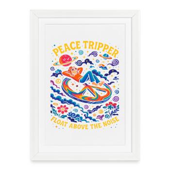 Chemise psychédélique de paix, Cosmic Chill - Affiche encadrée (27 × 37 cm) - blanc - Devant