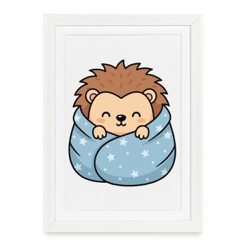 Star-hedgehog cuddle - Framed poster (27 × 37 cm) - white - Front