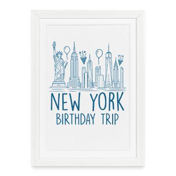 Voyage d’anniversaire à New York - Affiche encadrée (27 × 37 cm) - blanc - Devant