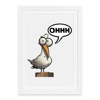 Mouettes mouettes Pas de désir de bouc Dit oh - Affiche encadrée (27 × 37 cm) - blanc - Devant