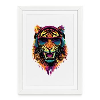 Tigre à dents de sabre Smilodon Grand chat Tigre à dents de sabre - Affiche encadrée (27 × 37 cm) - blanc - Devant