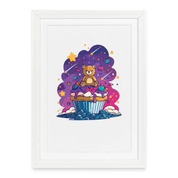 Cupcake en peluche dans le cosmos - Affiche encadrée (27 × 37 cm) - blanc - Devant