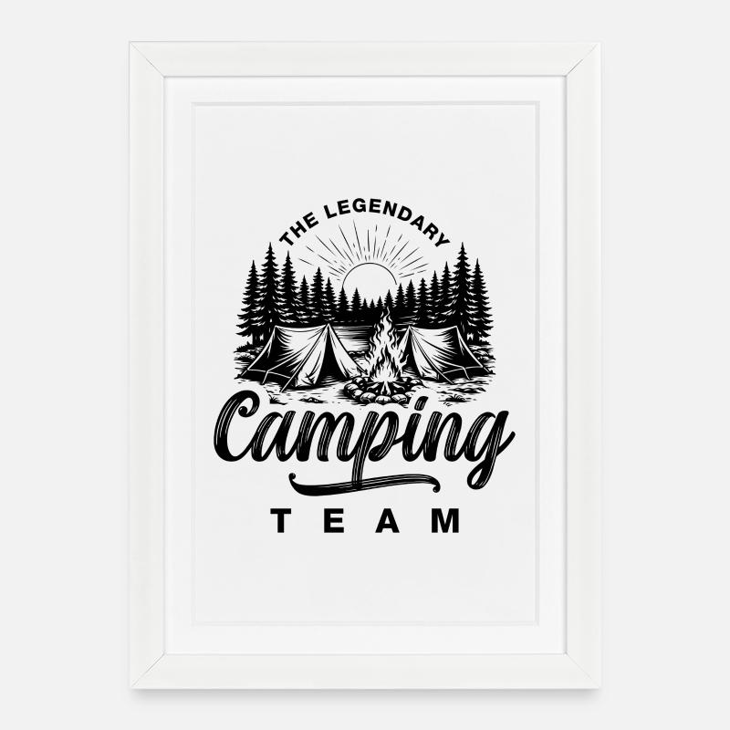 Tente extérieure de l’équipe de camping - Affiche encadrée (27 × 37 cm) - blanc