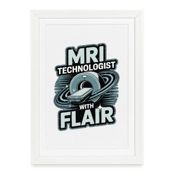 Technologue IRM avec technicien radiologie en imagerie IRM Flair - Affiche encadrée (27 × 37 cm) - blanc - Devant