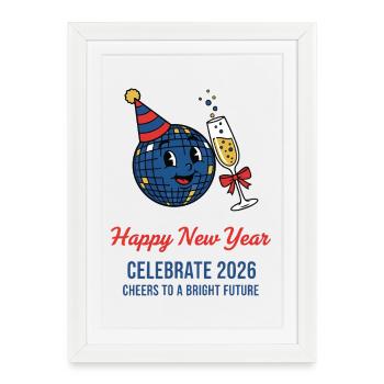 Célébrez 2026 Bonne année Santé à l’avenir - Affiche encadrée (27 × 37 cm) - blanc - Devant