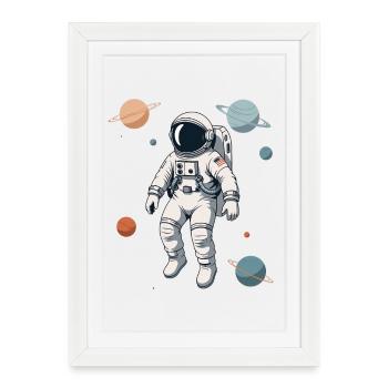 Astronaute dans le labyrinthe planétaire - Affiche encadrée (27 × 37 cm) - blanc - Devant