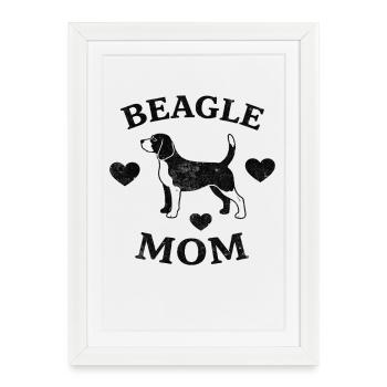 Maman Beagle - Affiche encadrée (27 × 37 cm) - blanc - Devant