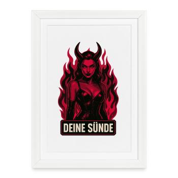Ton démon du péché, la séduction gothique sombre - Affiche encadrée (27 × 37 cm) - blanc - Devant