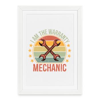 Mécanicien, je suis le technicien auto de garantie automobile - Affiche encadrée (27 × 37 cm) - blanc - Devant