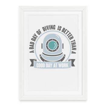 Plongeur Plongeur Snorkeling Plongeur récréatif - Affiche encadrée (27 × 37 cm) - blanc - Devant