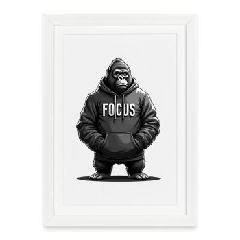 Concentration Gorille Effort Motivation - Affiche encadrée (27 × 37 cm) - blanc - Devant
