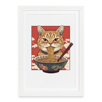 Cat Ramen Master - Framed poster (27 × 37 cm) - white - Front