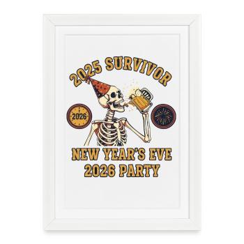 Fête du Nouvel An 2025 de Survivor 2026 - Affiche encadrée (27 × 37 cm) - blanc - Devant