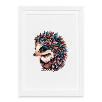 Hedgehog Colorful - Framed poster (27 × 37 cm) - white - Front