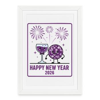 Célébration de la fête des feux d’artifice du Bon Nouvel An 2026 - Affiche encadrée (27 × 37 cm) - blanc - Devant