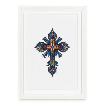Croix chrétienne - Affiche encadrée (27 × 37 cm) - blanc - Devant