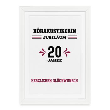 Hearing aid acoustician 20th anniversary 20th anniversary colleague - Framed poster (27 × 37 cm) - white - Front