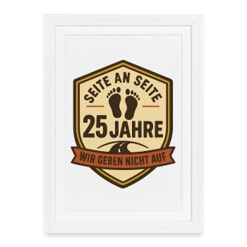25 ans d’amour, cadeau du couple d’argent - Affiche encadrée (27 × 37 cm) - blanc - Devant