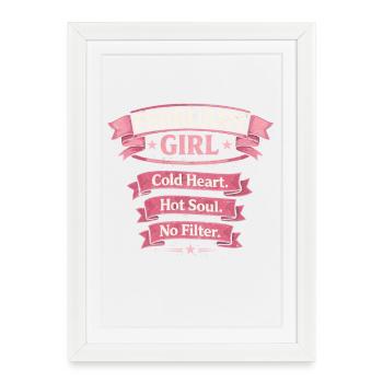 Fille de février : Cœur froid âme brûlante - Affiche encadrée (27 × 37 cm) - blanc - Devant