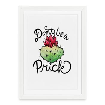Cœur de cactus aquarelle avec fleur - Affiche encadrée (27 × 37 cm) - blanc - Devant