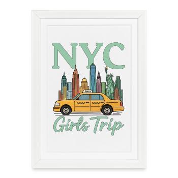 Voyage des filles à New York - Affiche encadrée (27 × 37 cm) - blanc - Devant