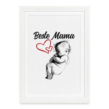 Meilleure maman - Affiche encadrée (27 × 37 cm) - blanc - Devant