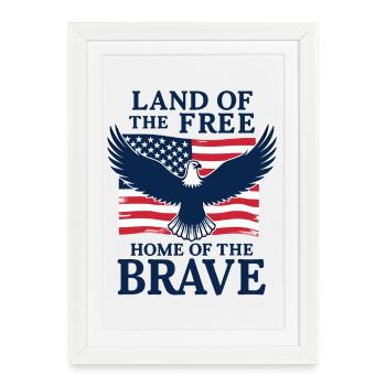 Land of the Free Home of the Brave USA Adler - Framed poster (27 × 37 cm) - white - Front