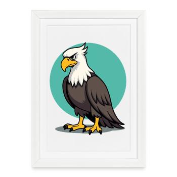 Aigle fier, majestueux oiseau de proie - Affiche encadrée (27 × 37 cm) - blanc - Devant