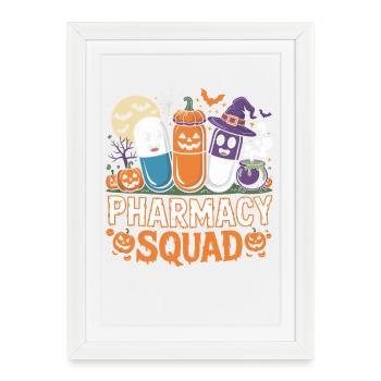 Collection d’Halloween de l’équipe pharmaceutique - Affiche encadrée (27 × 37 cm) - blanc - Devant