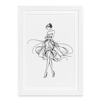 Flowing silhouette in evening dress - Framed poster (27 × 37 cm) - white - Front