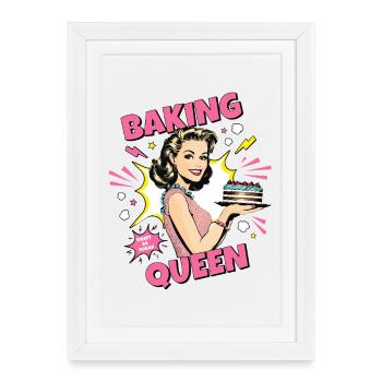 Baking Cake Baking Queen Baking Fairy Baker Pop Art - Framed poster (27 × 37 cm) - white - Front