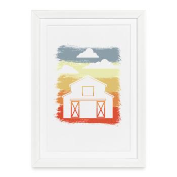 Grange Rétro - Affiche encadrée (27 × 37 cm) - blanc - Devant