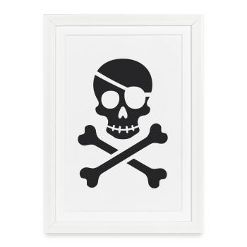Classic Jolly Roger Pirate Skull - Framed poster (27 × 37 cm) - white - Front