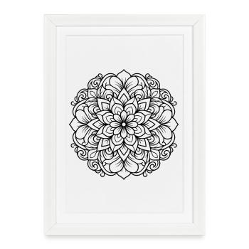 Floral mandala with fine ornamentation - Framed poster (27 × 37 cm) - white - Front