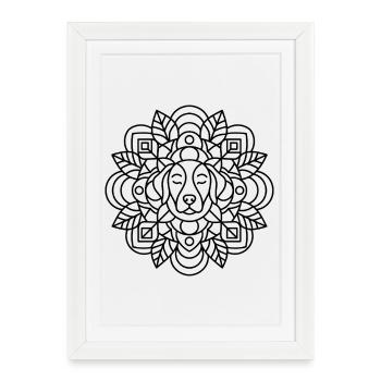 Mandala pour chien à ornementation symétrique - Affiche encadrée (27 × 37 cm) - blanc - Devant