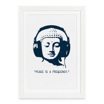 Bouddha - La paix est une fréquence - Affiche encadrée (27 × 37 cm) - blanc - Devant